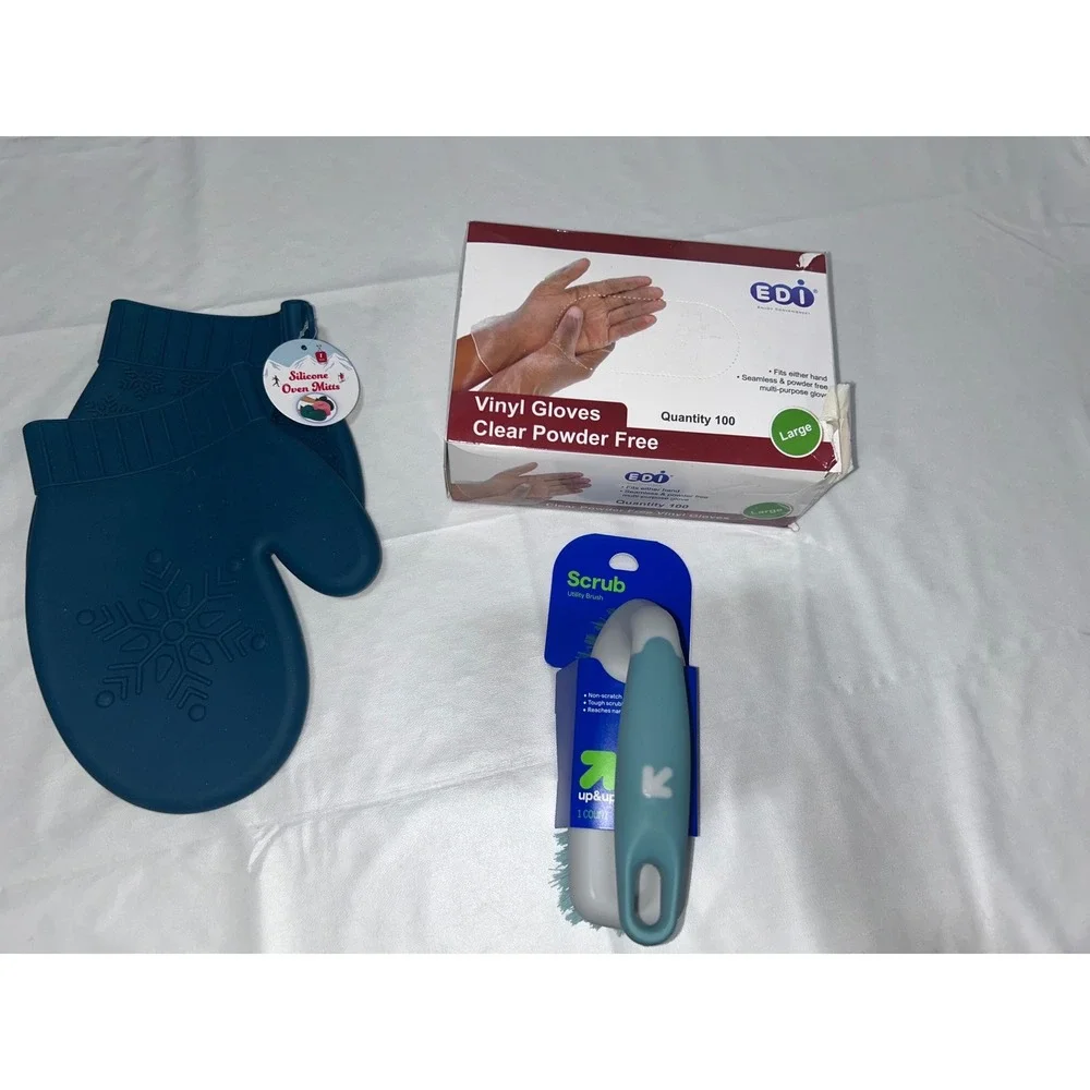 Household‎ Bundle Silicone Oven Mitts EDI Vinyl Gloves Large up & up Scrub Brush